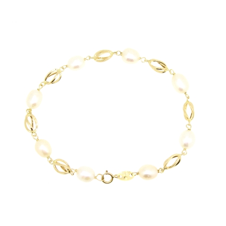 PULSERA EN ORO CON PERLA OVALADA