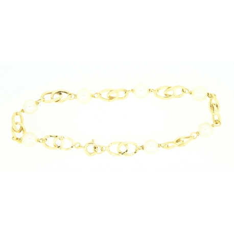 PULSERA EN ORO DE 18KT CON PERLAS