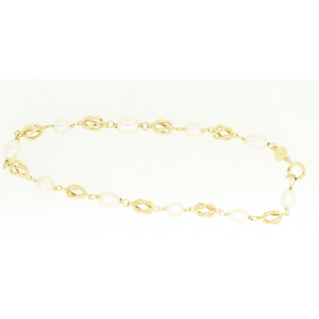 PULSERA EN ORO DE 18KT CON PERLAS