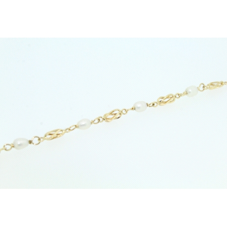 PULSERA  EN ORO  CON PERLAS NATURALES