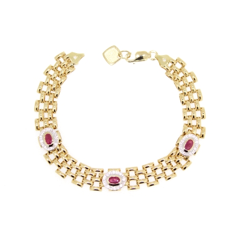 PULSERA CON BRILLANTES, CIRCONITAS Y RUBIES