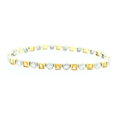 PULSERA EN ORO CON BRILLANTES Y AMBAR