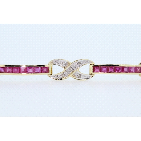 PULSERA EN ORO CON BRILLANTES Y RUBIES