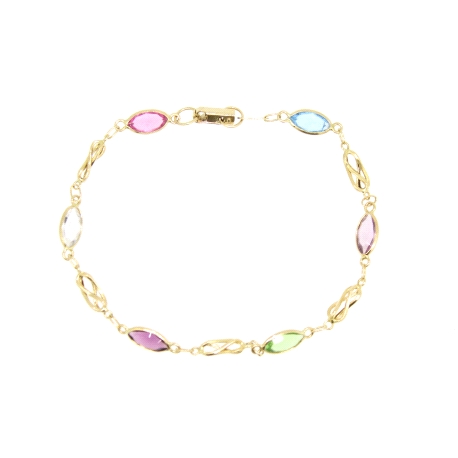 PULSERA CON PIEDRAS DE COLORES EN ORO DE 18 KT