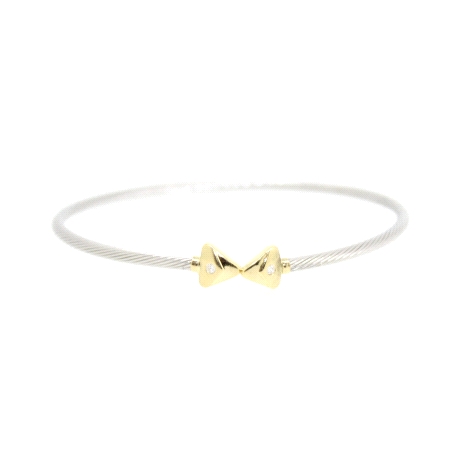 PULSERA EN ACERO Y ORO CON CIRCONITAS