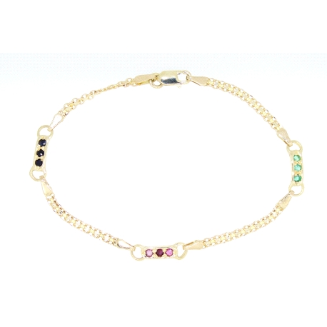 PULSERA DE DISEÑO EN ORO DE 14 KT CON PIEDRAS PRECIOSAS