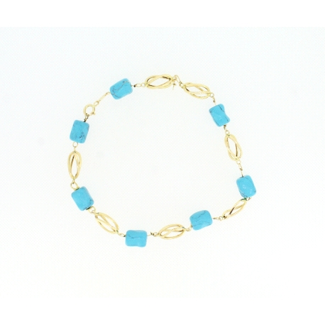 PULSERA EN ORO CON TURQUESAS