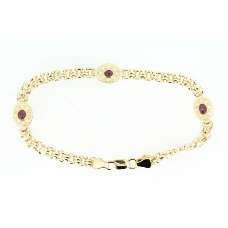 PULSERA EN ORO CON RUBIES Y CIRCONITAS