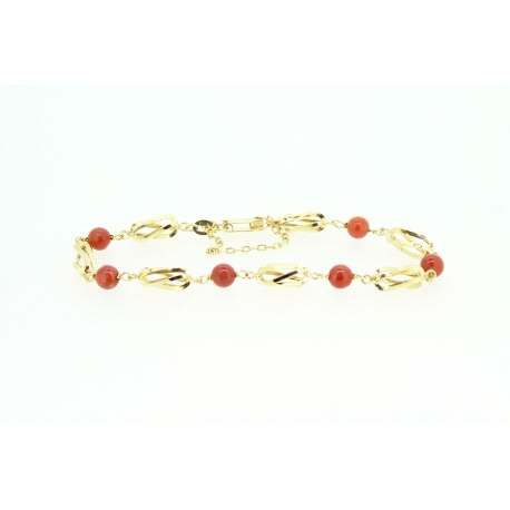 PULSERA EN ORO DE 18KT CON CORALES