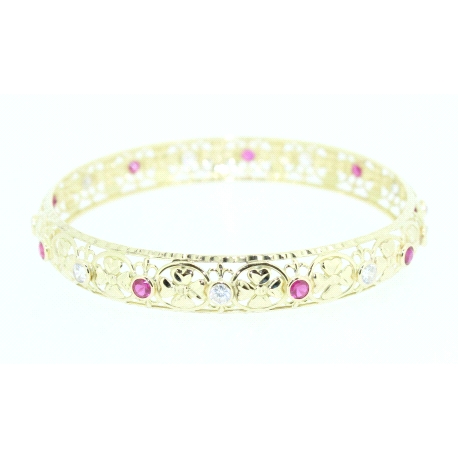 PULSERA EN ORO CON RUBIES Y CIRCONITAS