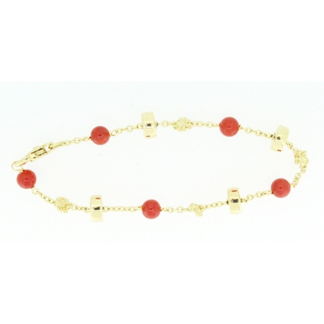 PULSERA EN ORO DE 18KT CON CORALES