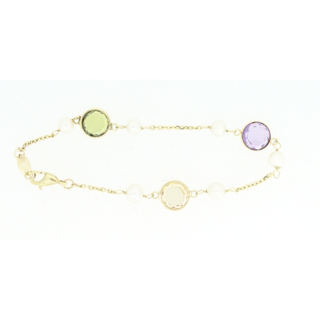 PULSERA EN ORO CON PIEDRAS DE COLORES