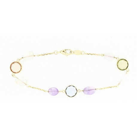 PULSERA EN ORO CON PIEDRAS DE COLORES