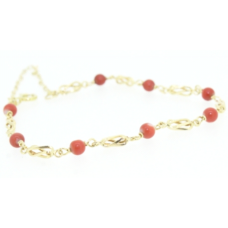 PULSERA EN ORO DE 18KT CON CORALES