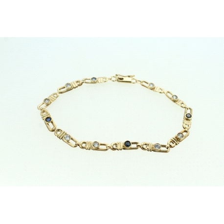 PULSERA EN ORO CON CIRCONITAS Y ZAFIROS