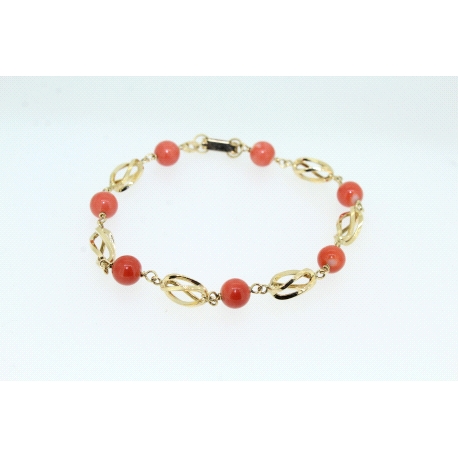 PULSERA EN ORO CON CORALES DE 7,5MM