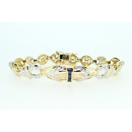 PULSERA EN ORO CON ZAFIROS Y CIRCONITAS