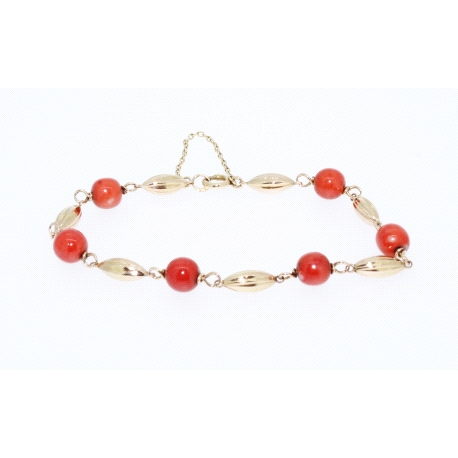 PULSERA EN ORO CON CORALES NATURALES