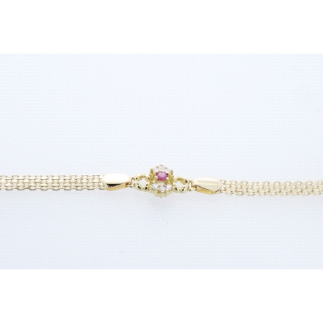 PULSERA EN ORO CON RUBIES Y CIRCONITAS