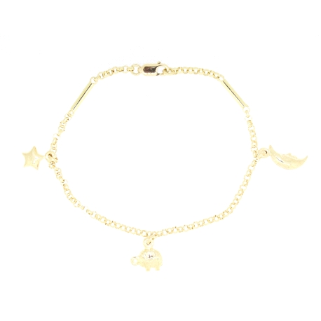 PULSERA DE DISEÑO EN ORO CON COLGANTES