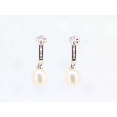 PENDIENTES EN ORO BLANCO CON PERLAS