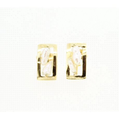 PENDIENTES EN ORO DE 18KT CON PERLAS