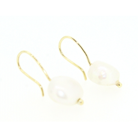 PENDIENTES EN ORO CON PERLAS PLANAS