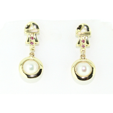 PENDIENTES EN ORO DE 18KT CON PERLAS