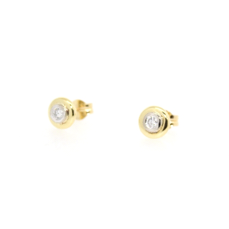 PENDIENTES DORMILONES EN ORO CON 0.25 CT EN BRILLANTES