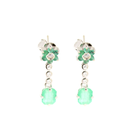 PENDIENTES CON ESMERALDAS Y DIAMANTES