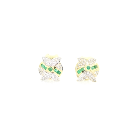 PENDIENTES CON DIAMANTES Y ESMERALDAS