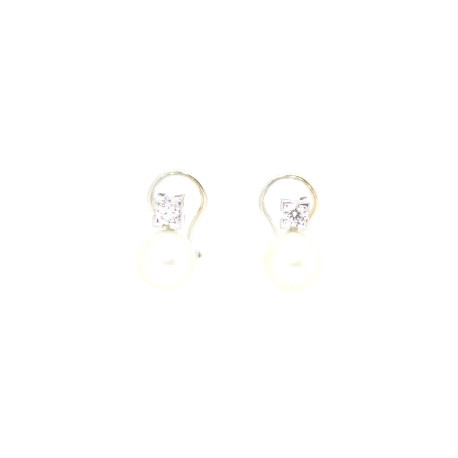 PENDIENTES EN ORO CON PERLAS Y BRILLANTES