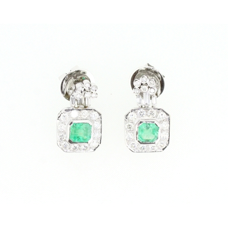 PENDIENTES CON DIAMANTES Y ESMERALDAS