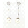 PENDIENTES EN ORO CON BRILLANTES Y PERLA