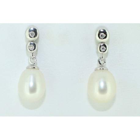 PENDIENTES CON DIAMANTES Y PERLAS