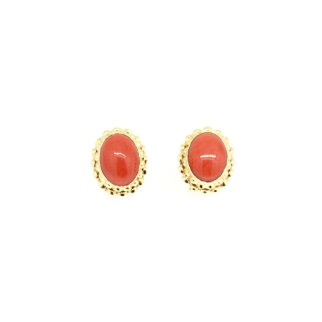 PENDIENTES ANTIGUOS EN ORO CON CORAL