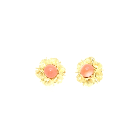 PENDIENTES ANTIGUOS EN ORO CON CORAL