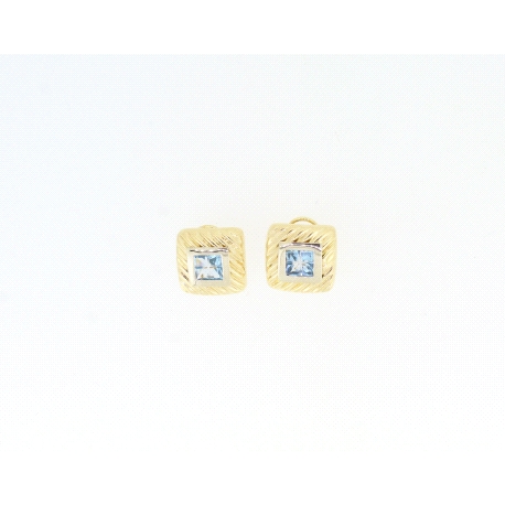 PENDIENTES EN ORO CON TOPACIO AZUL