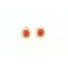 PENDIENTES EN ORO DE 18 KT CON CIRCONITAS Y CORAL