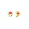 PENDIENTES EN ORO DE 18 KT CON CIRCONITAS Y CORAL