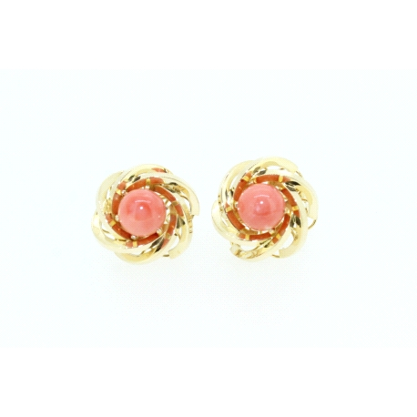 PENDIENTES ANTIGUOS CON CORAL EN ORO