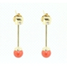 PENDIENTES EN ORO CON CORAL Y CIRCONITAS