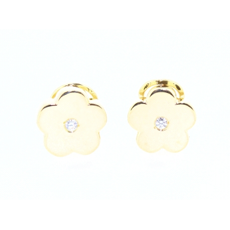 PENDIENTES FLOR EN ORO CON CIRCONITAS