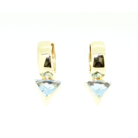 PENDIENTES EN ORO CON TOPACIO AZUL