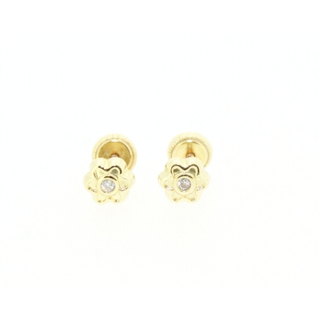 PENDIENTES FLOR EN ORO CON CIRCONITAS