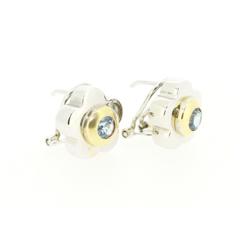 PENDIENTES EN ORO CON TOPACIO AZUL