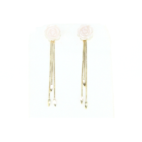 PENDIENTES EN ORO CON ROSA EN NACAR