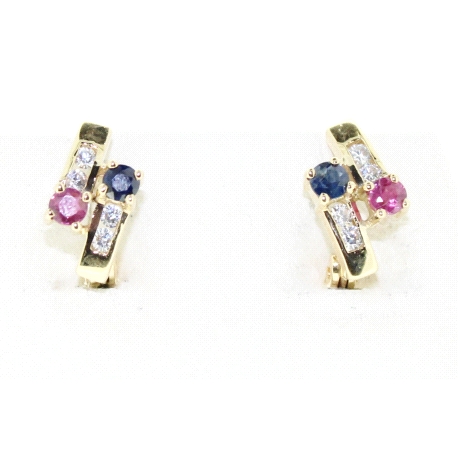 PENDIENTES EN ORO DE 18KT CON GEMAS