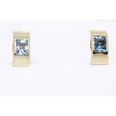 PENDIENTES EN ORO CON TOPACIO AZUL