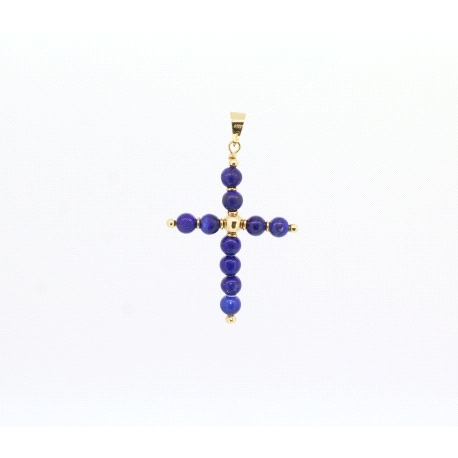 CRUZ EN ORO CON LAPISLAZULI